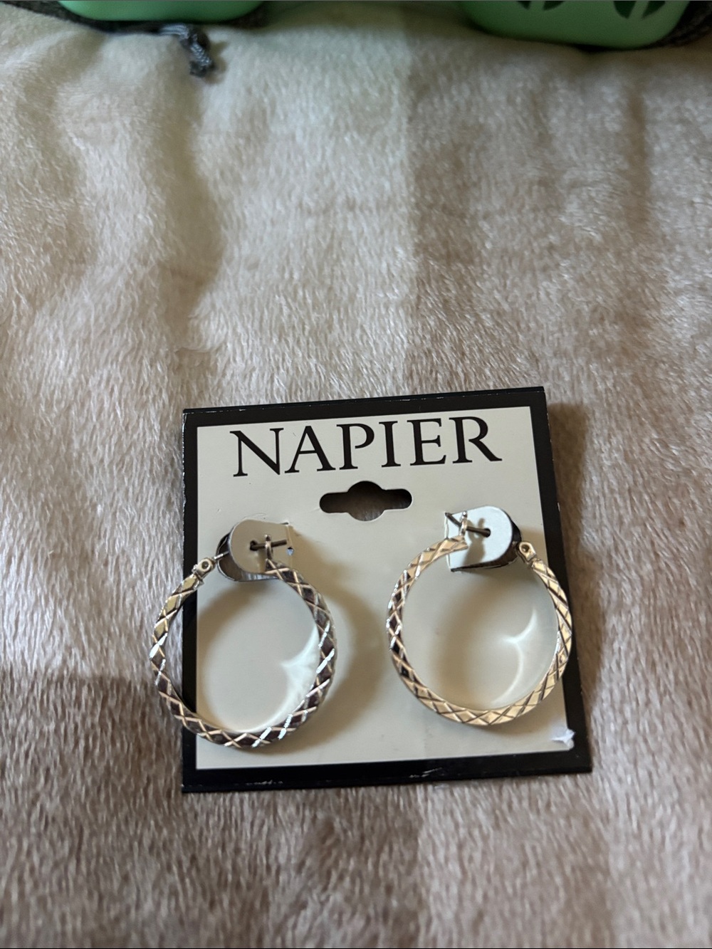 Napier Silver Textured Twist Hoop Earrings